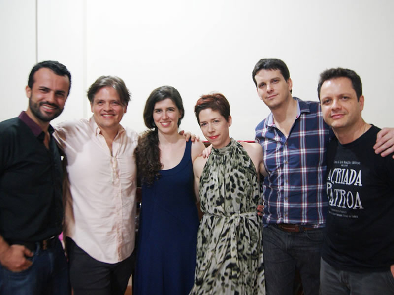 Vitória Opera Studio (VOE I), Vitória, Brazil. Left to right: producer Tarcísio Santório, Brazilian tenor Fernando Portari, stage director Lívia Sabag, Canadian pianist and coach Dr. Jocelyn Dueck, Argentinian scenographer Nicolás Boni and Fábio Bezuti. March 26 to April 07, 2014.