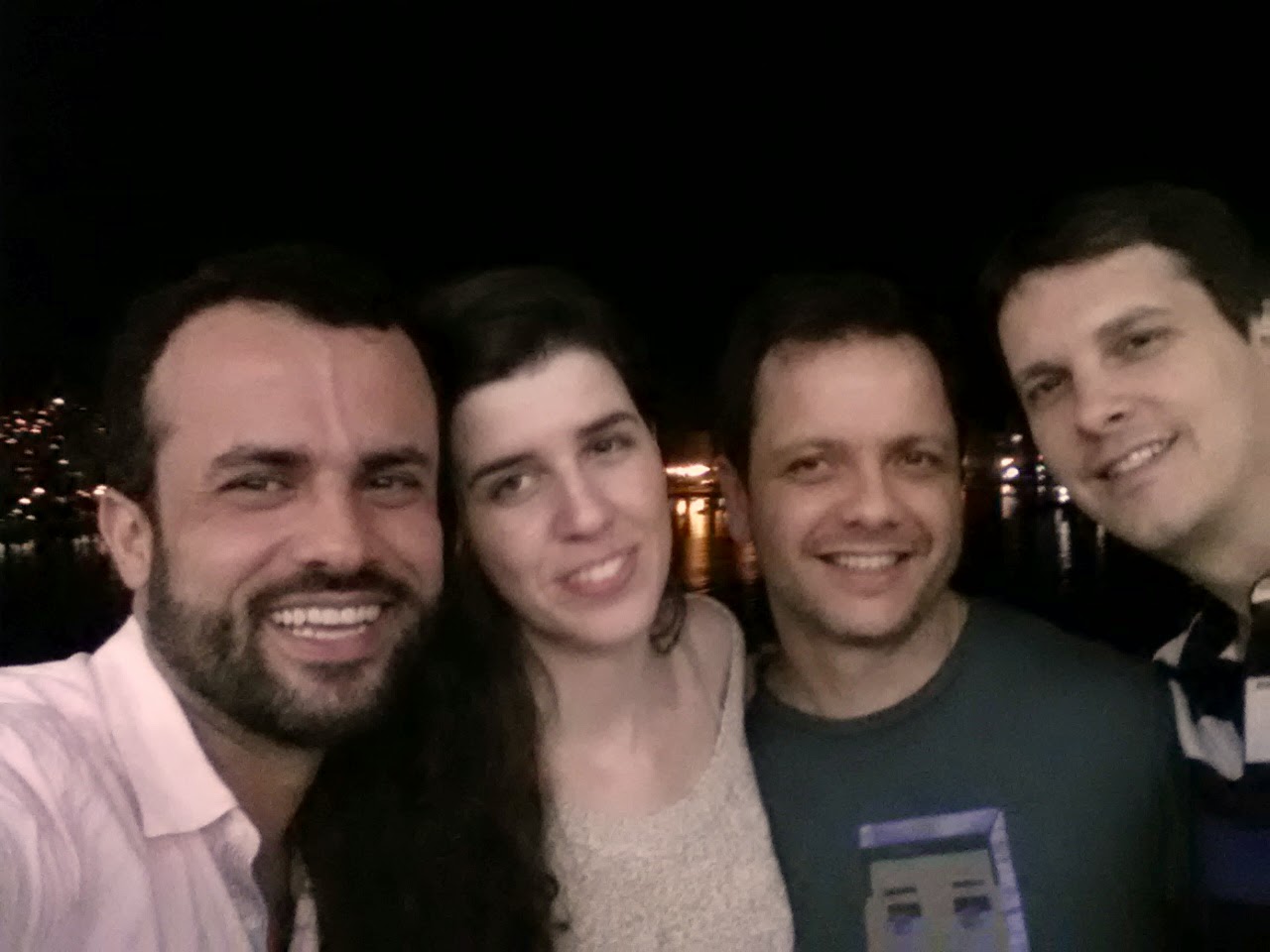 Beloved friends Livia Sabag (director), Tarcisio Santorio (producer) and Nicolas Boni (cenographer), in Vitoria, ES - Brazil, for the First Vitoria Opera Studio. April 2014.