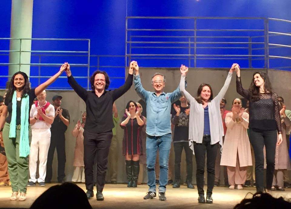 L'italiana in Algeri, final performance, with: Livia Sabag (stage director), Daniela Gogoni (cenographer), Fabio Namatame (costume) and Juliana Santos (assistant stage director). At Theatro Sao Pedro, Sao Paulo - Brazil. August, 2019.
