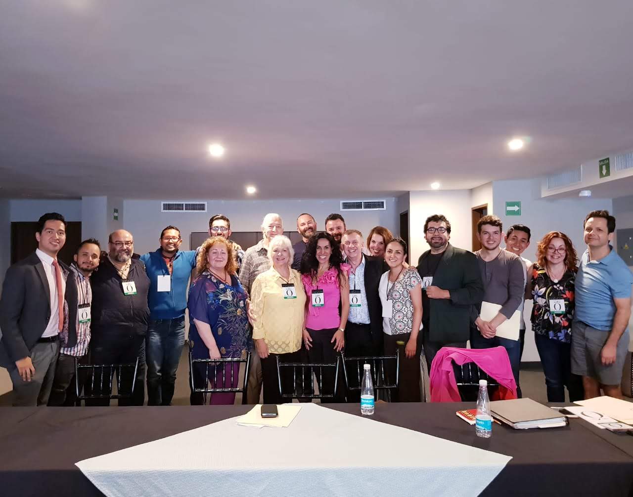 Teachers meeting, at 3rd Festival de Opera San Luis Potosi, July 7th to 21st, 2018 at Centro de las Artes in San Luis Potosi, Mexico. With Christi Amonson, Jose Maria Espinosa, Alain del Real, Armando Mora, Kristin Dauphinais, Maestro Linus Lerner, Liliana del Conde, Armando Mora, Marcelo Buscaino, Irena Sylya, George, Maria Russom Sergio Jimenez Silva, Sergio Vazquez, Charles Openheim, among others.