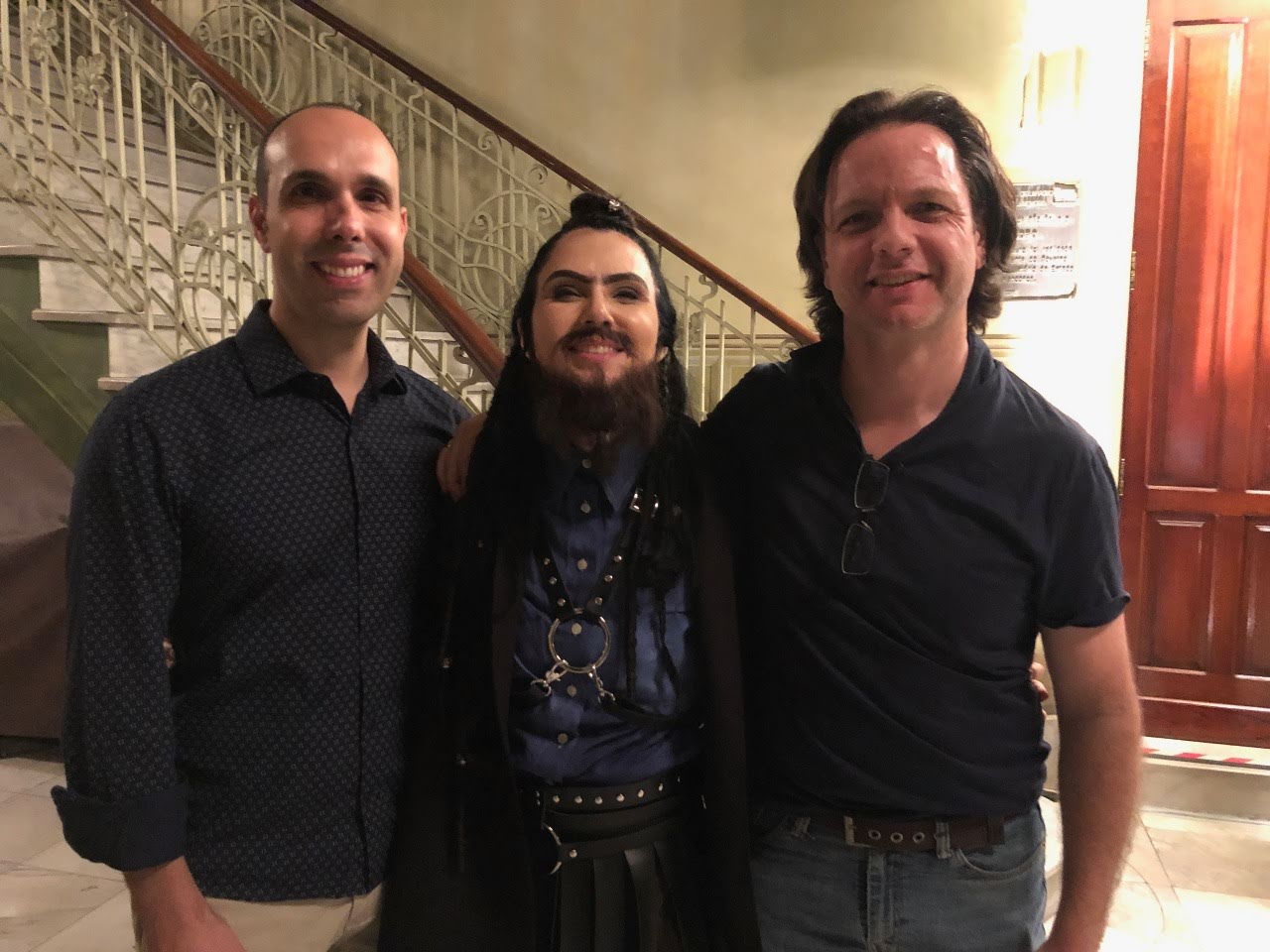 With Ricardo Ballestero and Luciana Bueno as Annio, after performance of La Clemenza di Tito, at Theatro Sao Pedro. May 2019.
